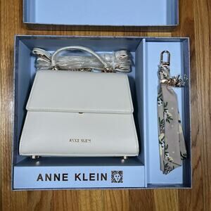 New Anne Klein Flap Top Handle Handbag Purse with Crossbody Strap Gift Set Box